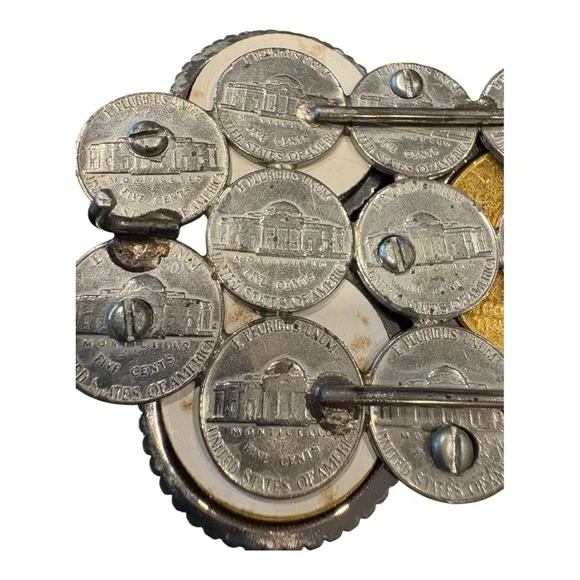 Vintage Coin Belt Buckle – artisan made Gold & Silver Tone Statement Piece J11